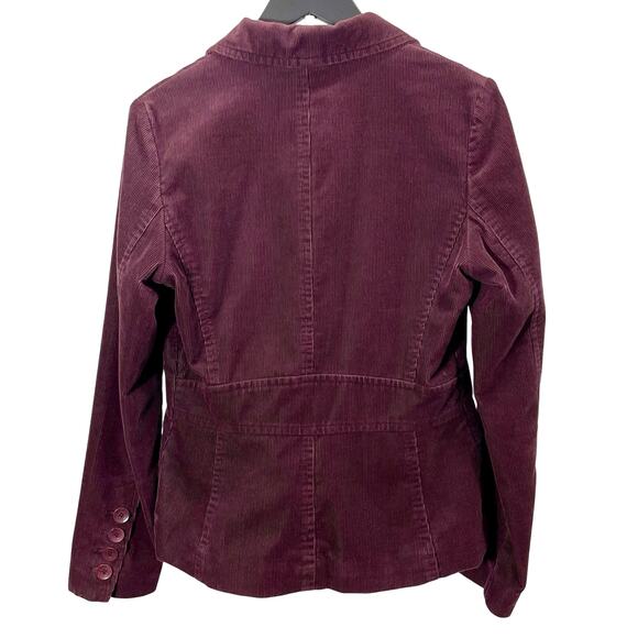 Vince Womens Corduroy Blazer Coat Burgundy Wine Medium 8 Casual Jacket Y2K USA - Picture 3 of 9